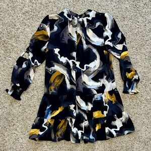 Nine West Women’s Black Multi-Marble Long-Sleeve Dress. Size L. Like-New!